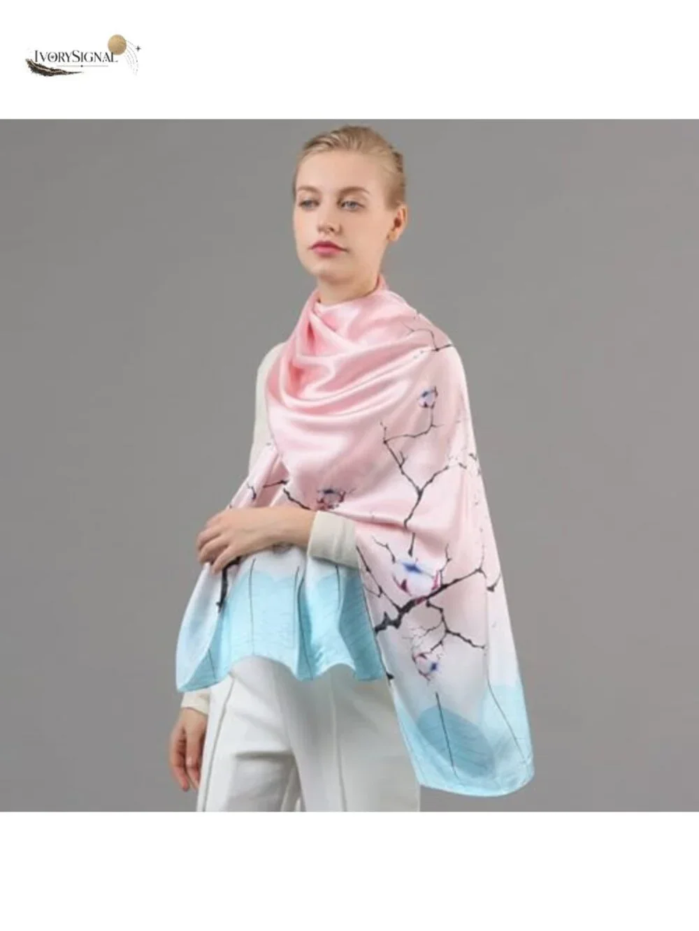 100% Pure Silk Long Scarf Oblong Shawl Women Large Wrap